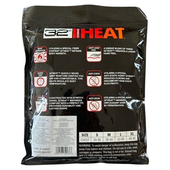 32 Degrees Men's Black Long Sleeve Crew Neck XL - Picture 2 of 5